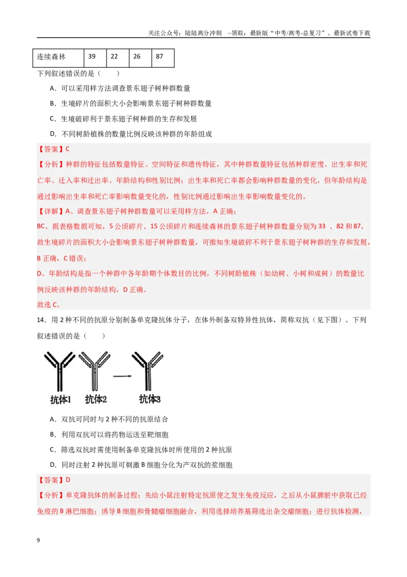 《生物（北京卷03）（全解全析）_06-生物-高考总复习_专项复习_2025年_2025年高考押题预测卷（多地区）生物》第9页预览