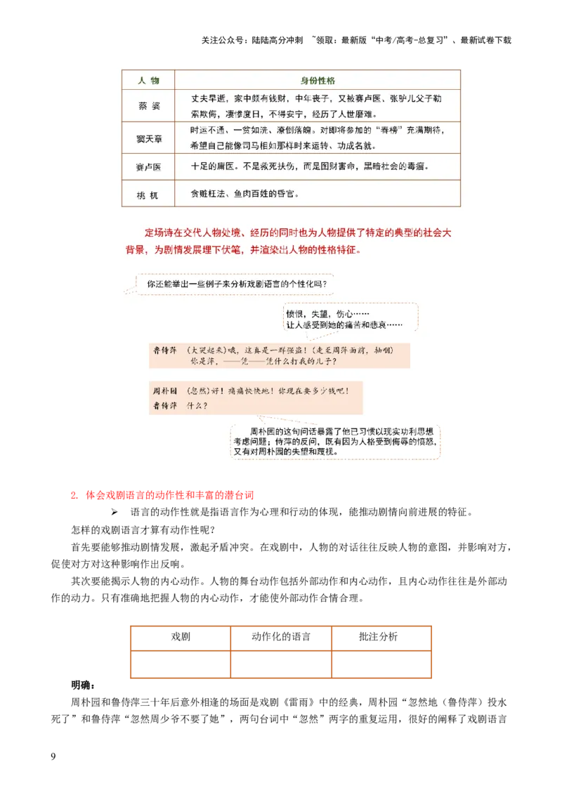《第03讲戏剧语言特色（讲义）（解析版）_一轮复习_2024年_2024年高考语文一轮复习讲练测（课件+讲义+练习）（新高考）_第一部分现代文阅读_专题四文学类文本阅读·戏剧》第9页预览
