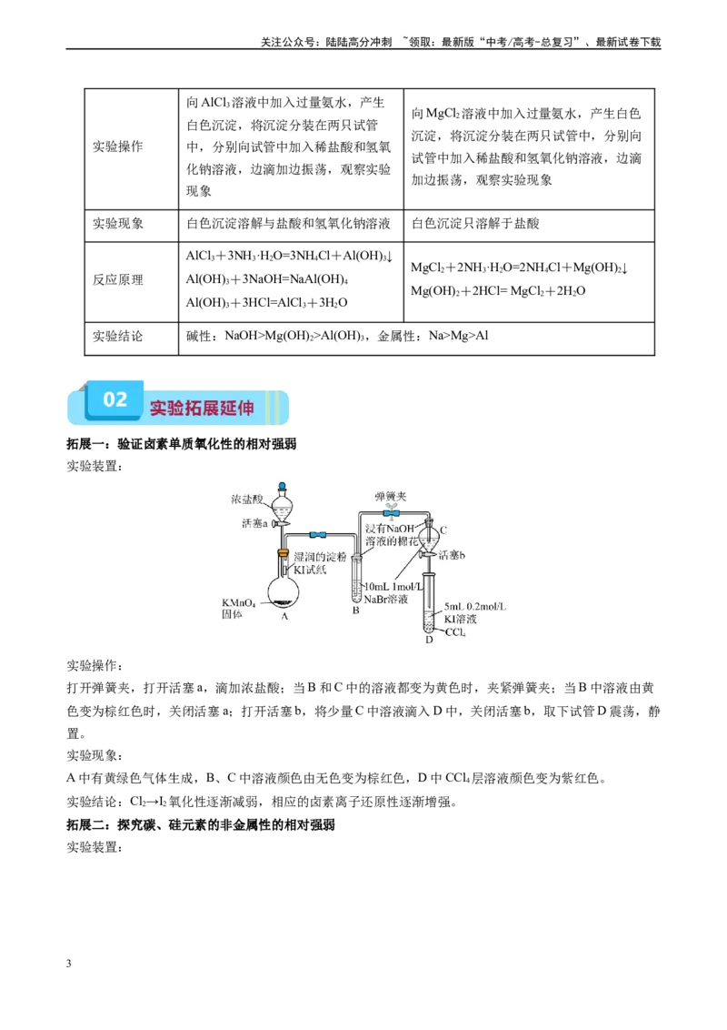 《专题06同主族、同主族元素性质的递变（实验11）（解析版）_05-化学-高考总复习_专项复习_2025年_2025年高考化学教材实验及其延伸拓展》第3页预览