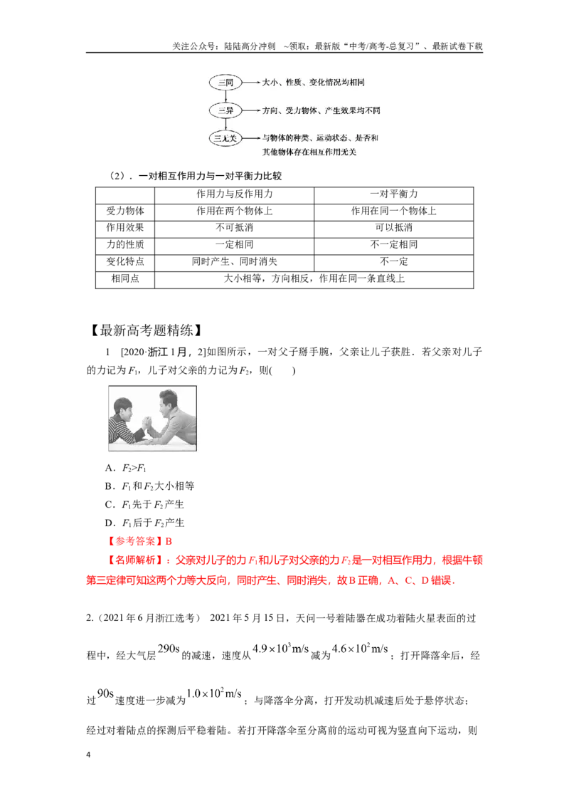 《2.7牛顿第三定律（解析版）—高考物理一轮复习100考点100讲_04-物理-高考总复习_一轮复习_2024年_2024年高考物理一轮复习100考点100讲_资料》第4页预览
