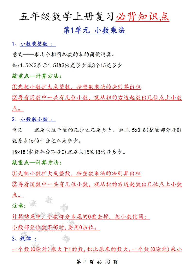 《24年五上数学复习必背知识点-SY_5年级上册同步教辅_5上数学_五上数学通用重点必背资料+专项练习》第1页预览