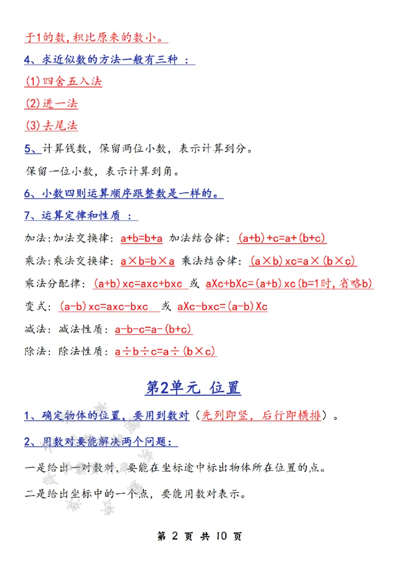 《24年五上数学复习必背知识点-SY_5年级上册同步教辅_5上数学_五上数学通用重点必背资料+专项练习》第2页预览