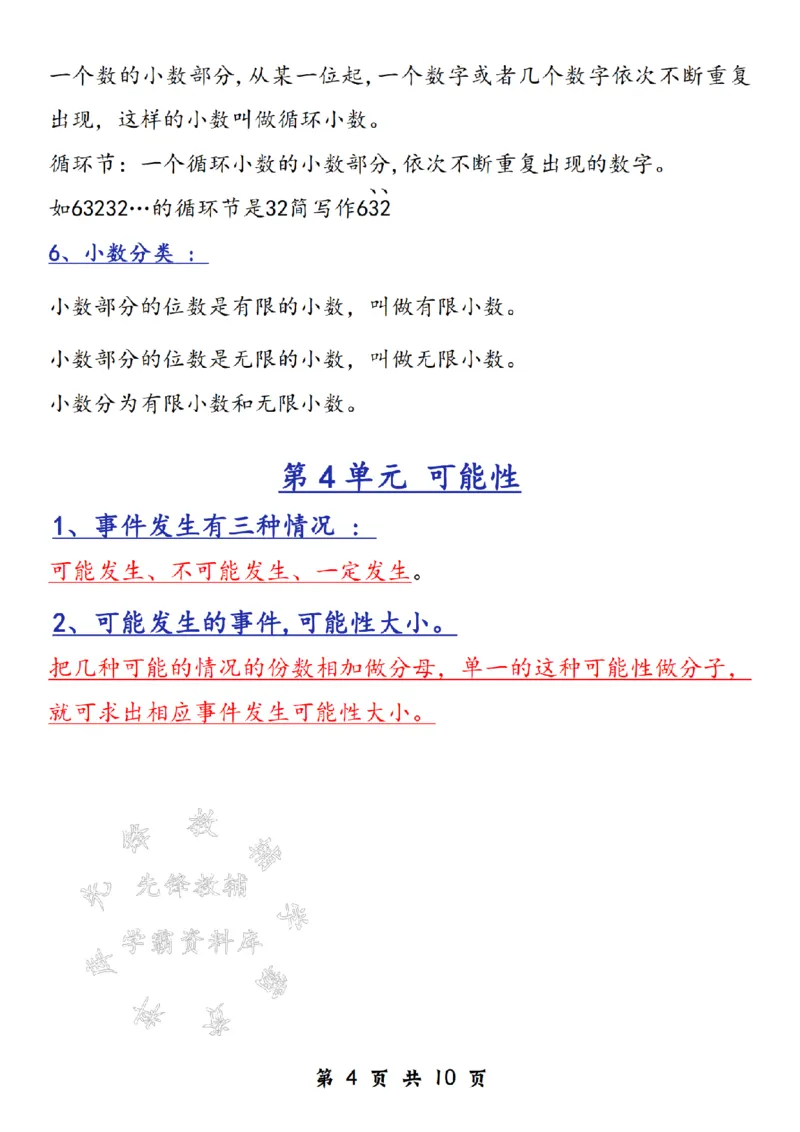 《24年五上数学复习必背知识点-SY_5年级上册同步教辅_5上数学_五上数学通用重点必背资料+专项练习》第4页预览