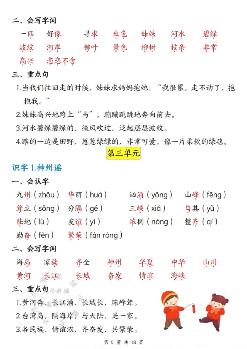 《B20142二年级下册语文每课重点知识清单SY(1)(微信564455174)_2年级下册同步教辅_2下-语文_二下语文-重点必备资料》第5页预览