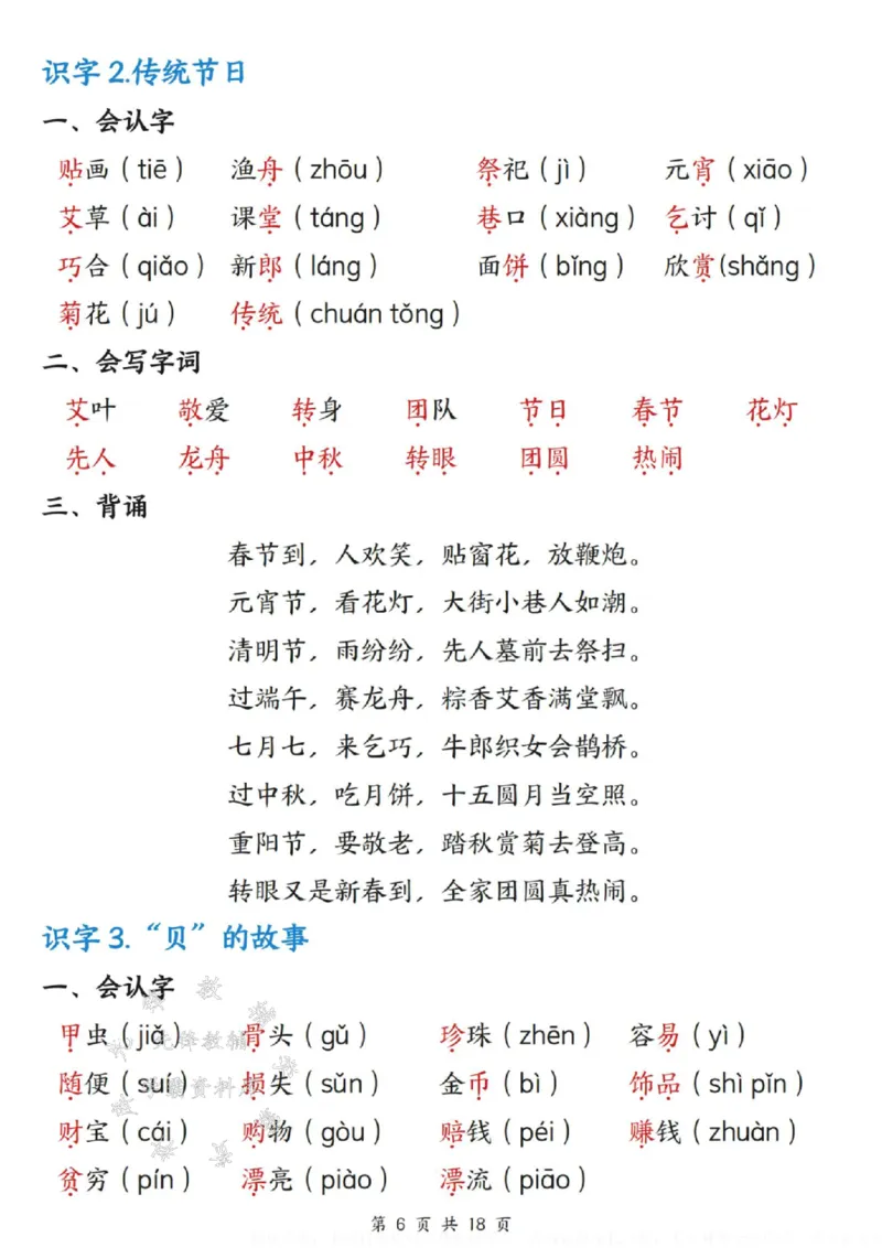 《B20142二年级下册语文每课重点知识清单SY(1)(微信564455174)_2年级下册同步教辅_2下-语文_二下语文-重点必备资料》第6页预览