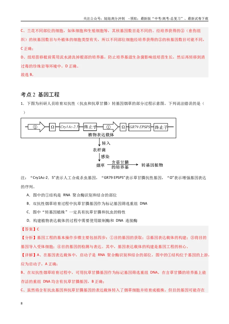 《猜押12现代生物科技专题（教师版）_06-生物-高考总复习_专项复习_2025年_2025年高考生物抢分秘籍（新高考专用）_2025版》第8页预览