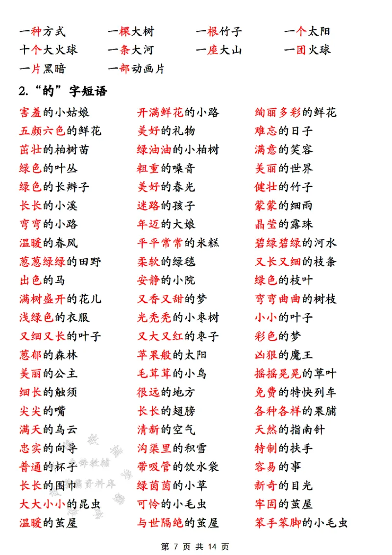 《B20144二年级下册语文全册重点知识大盘点SY(1)(微信564455174)_2年级下册同步教辅_2下-语文_二下语文-重点必备资料》第7页预览