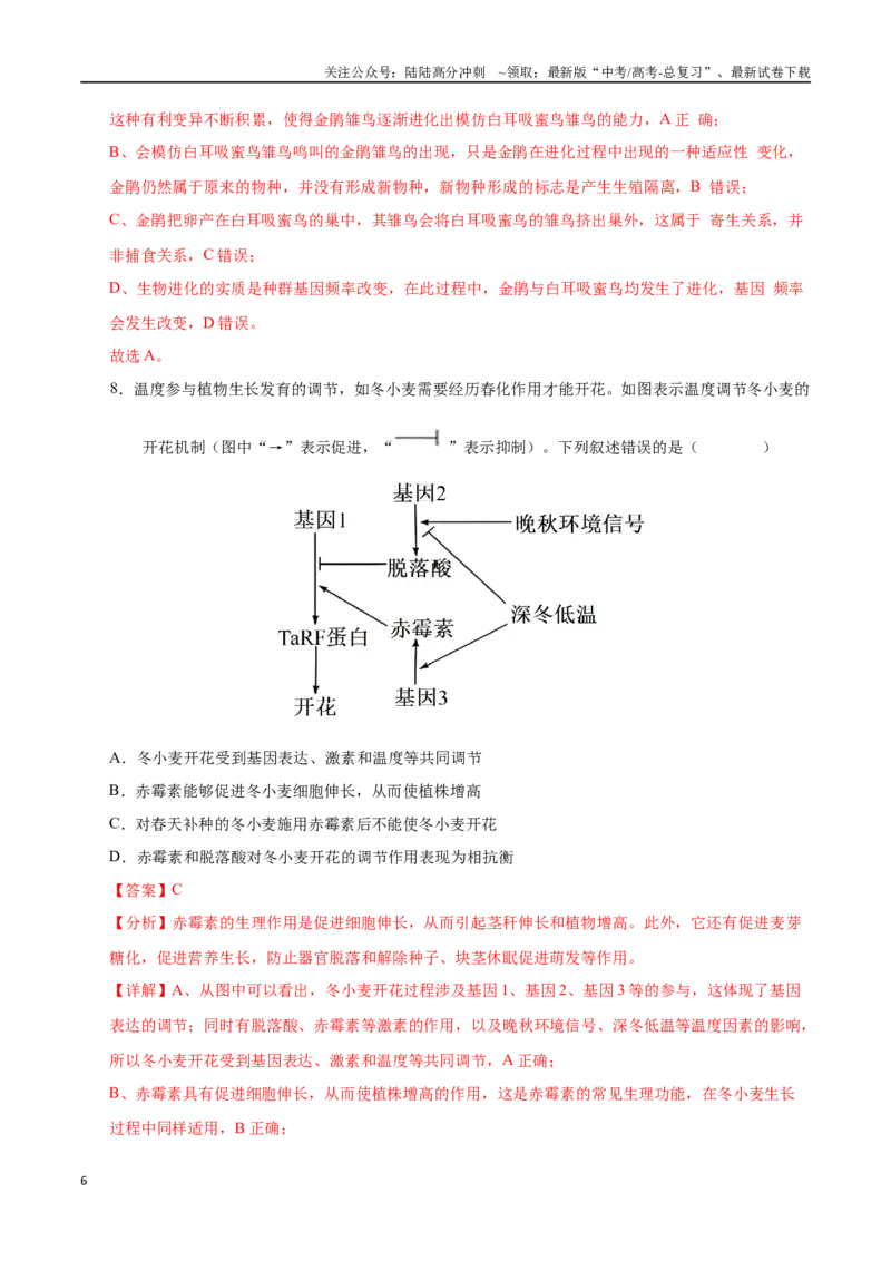 《生物（山西、陕西、宁夏、青海通用）（全解全析）_06-生物-高考总复习_专项复习_2025年_2025年高考第一二三次模拟卷（多地区）生物_2025年高考生物第三次模拟考试21套》第6页预览