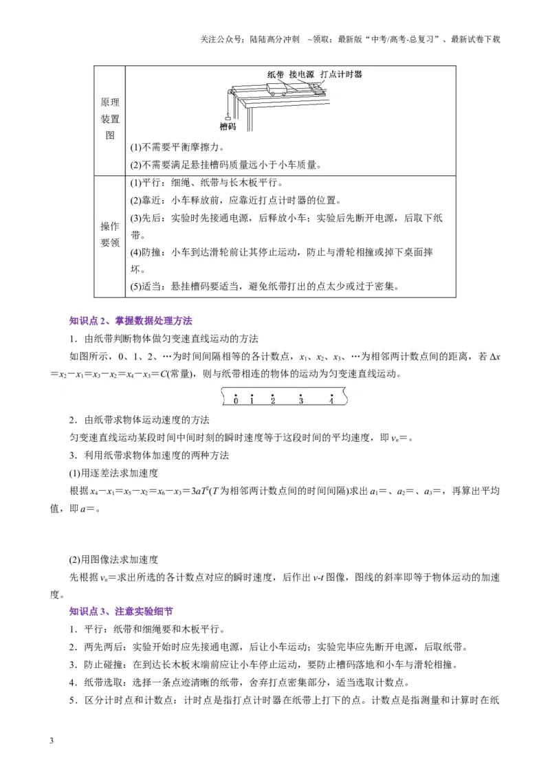 《第04讲实验：探究小车速度随时间变化的规律（讲义）（学生版）_04-物理-高考总复习_一轮复习_2025年_2025年高考物理一轮复习讲义+练习+课件（新教材新高考）_第一章直线运动》第3页预览