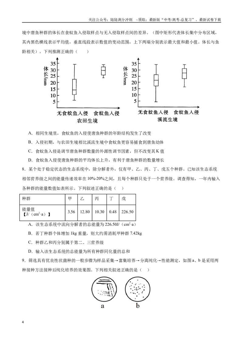 《生物（天津卷）（考试版）_06-生物-高考总复习_专项复习_2025年_2025年高考第一二三次模拟卷（多地区）生物_2025年高考生物第三次模拟考试21套_生物（天津卷）》第4页预览