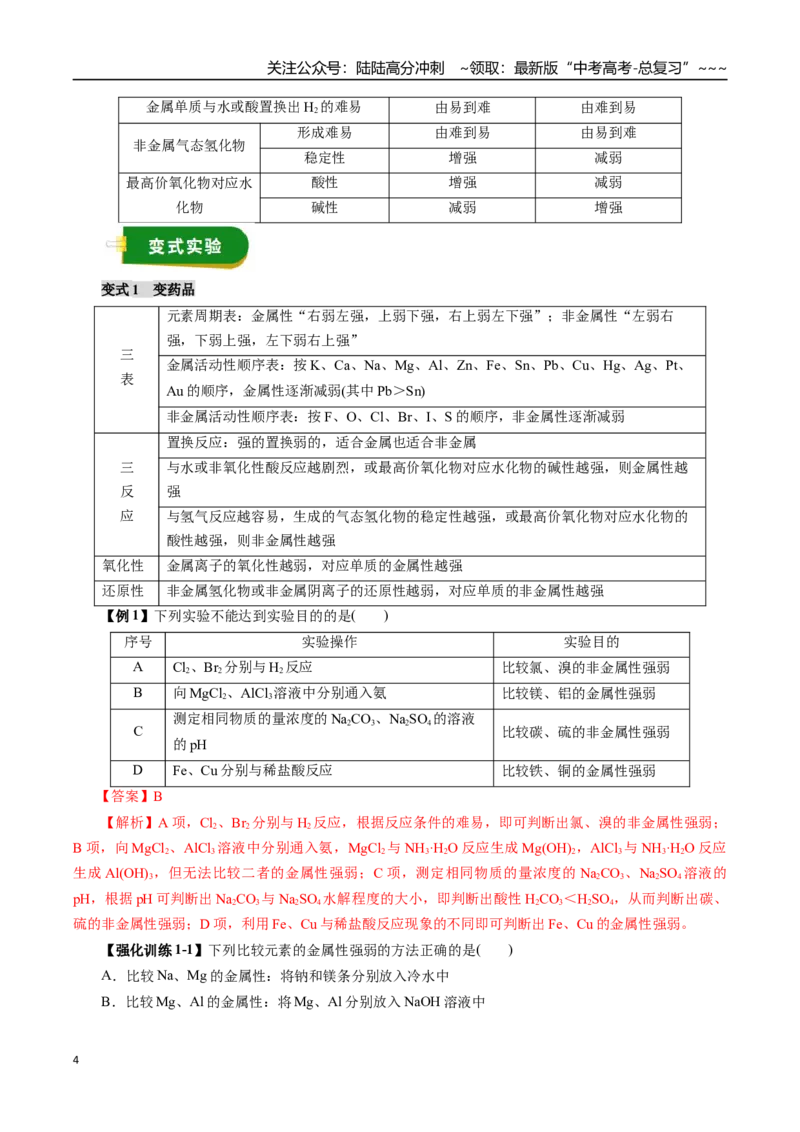 《专题06物质结构与性质元素周期律（教师版）_05-化学-高考总复习_一轮复习_2026年-化学高考一轮复习_2026年高考化学一轮复习讲义+练习+课件（新教材新高考）-G55_2026版》第4页预览