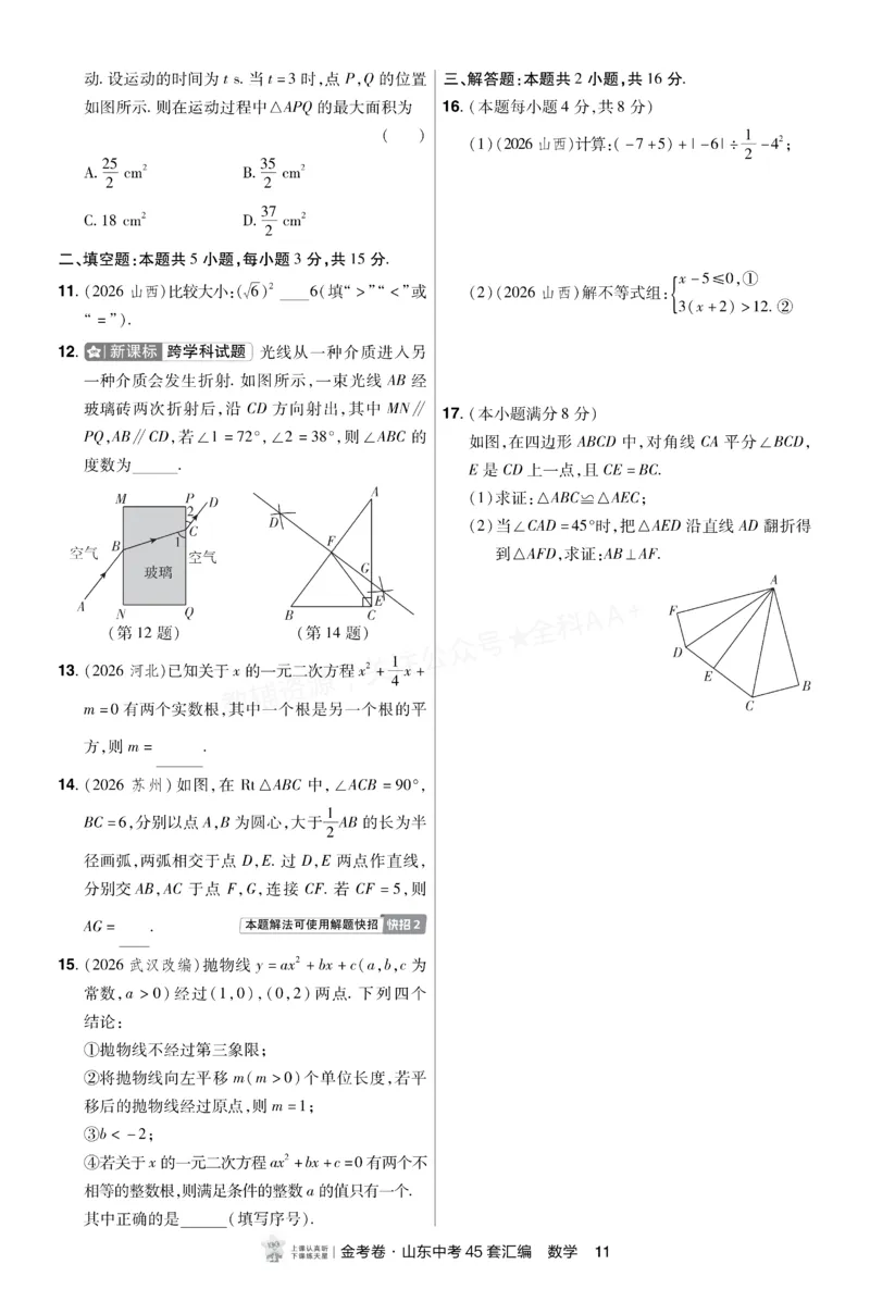 《2027《天星•中考45套卷红皮》数学小卷(山东)A4_2027版中考《金考卷中考45套汇编》（数学）（山东版）》第10页预览