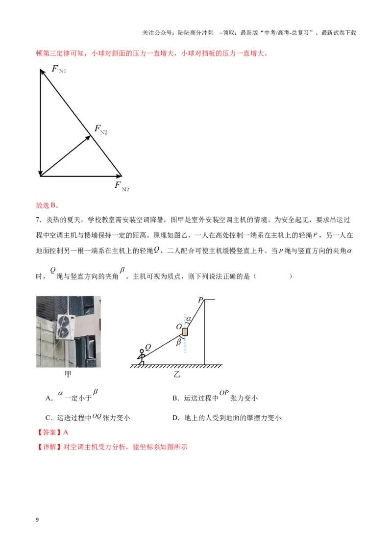 《专题06动态平衡模型（教师版）_04-物理-高考总复习_专项复习_2025年_2025年高中高考物理模型与方法_资料_3高中（全册）_必修第一册》第9页预览
