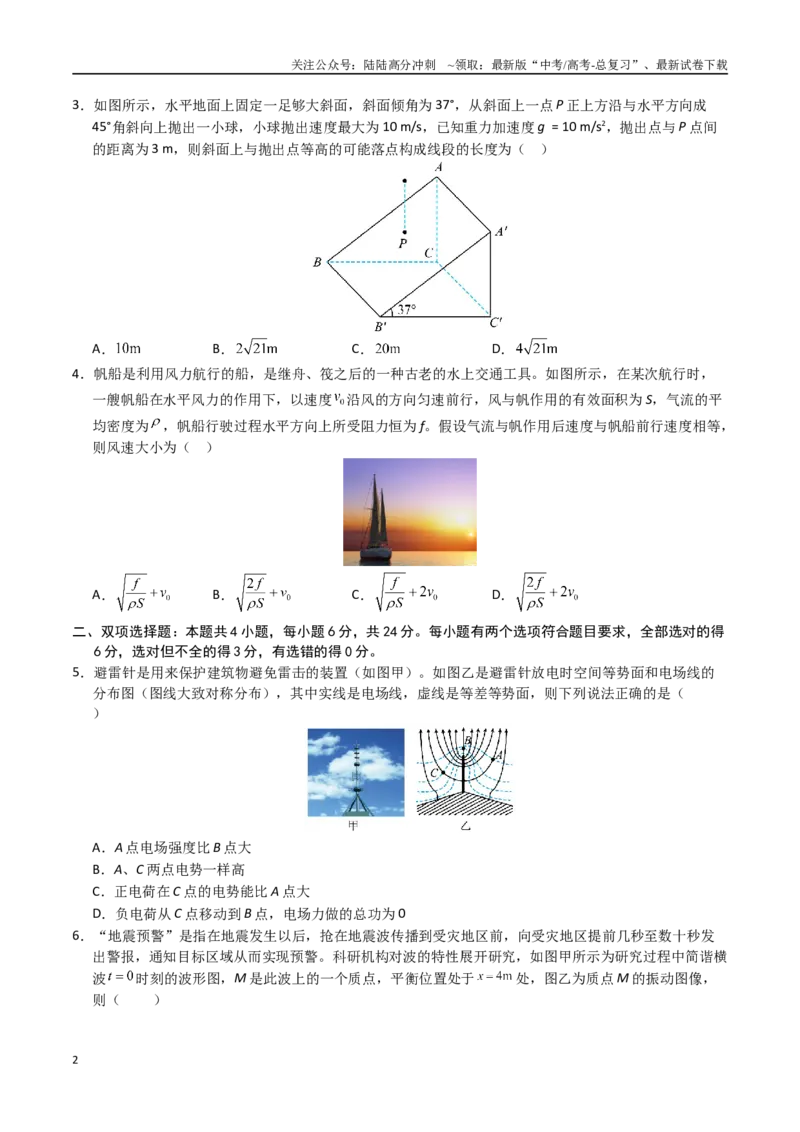 《物理（福建卷）（考试版A4）_04-物理-高考总复习_二轮复习_2025年_2025年高考物理第二次模拟卷25套_物理（福建卷）》第2页预览