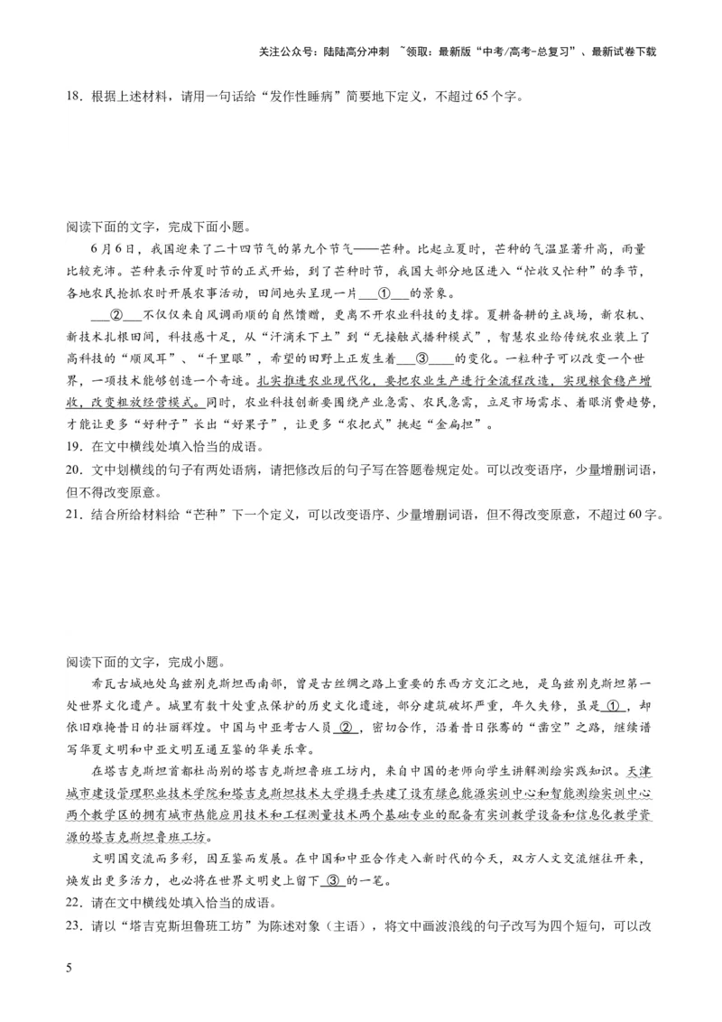 《第06讲压缩语段和扩展语句（练习）（原卷版）_一轮复习_2024年_2024年高考语文一轮复习讲练测（课件+讲义+练习）（新高考）_第三部分语言文字运用》第5页预览