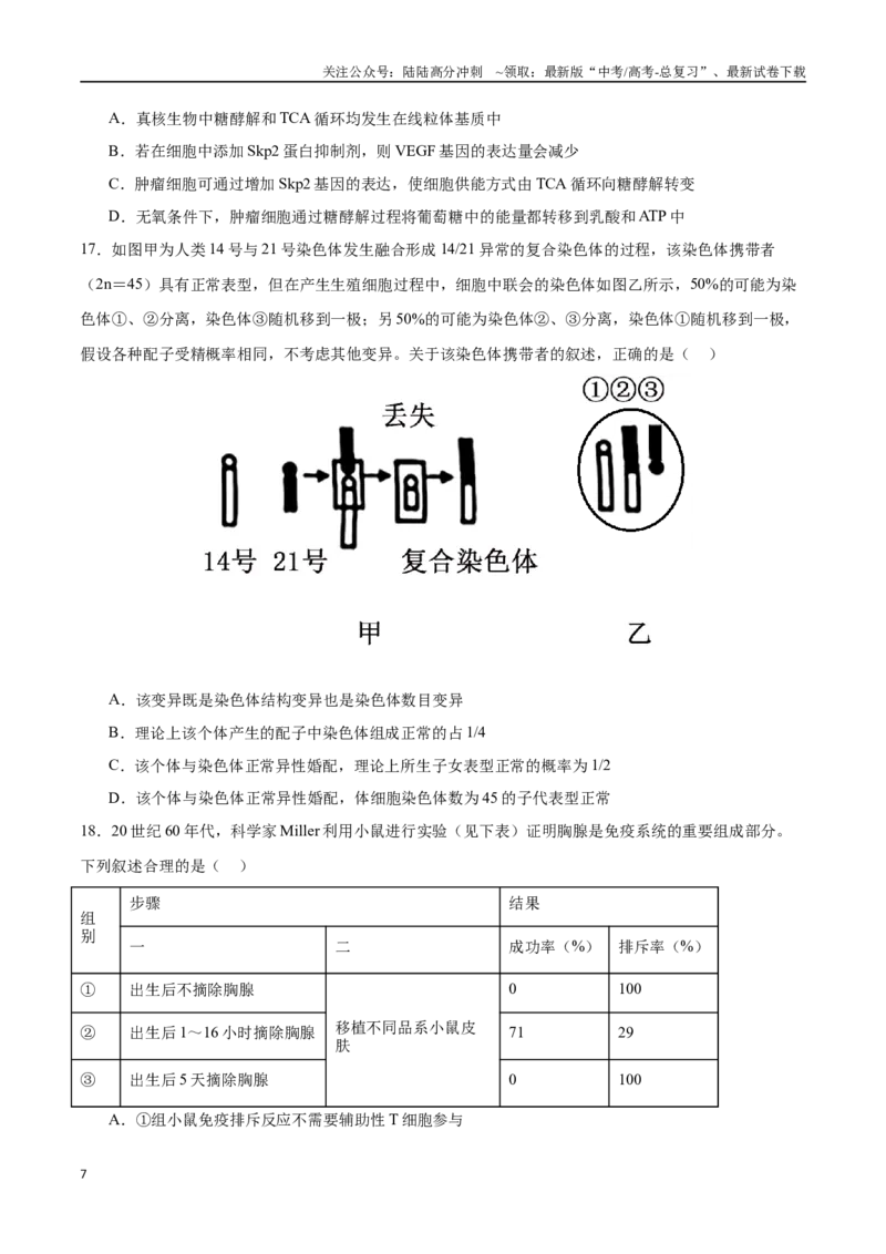 《生物（山东卷）（考试版A4）_06-生物-高考总复习_专项复习_2025年_2025年高考第一二三次模拟卷（多地区）生物_2025年高考生物第三次模拟考试21套_生物（山东卷）》第7页预览