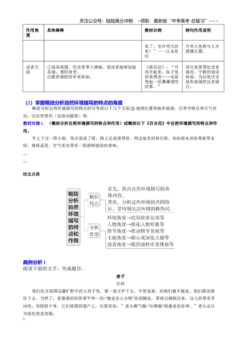 《第04讲赏析小说的环境描写（概括分析环境（社会、自然）描写的特点和作用，赏析环境描写的手法）（讲义学生版）_一轮复习_2026年-语文一轮复习_资料》第3页预览