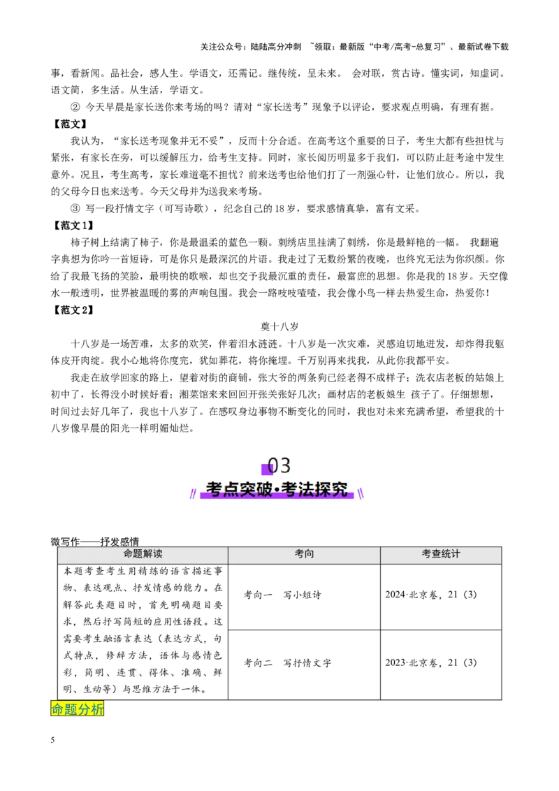 《第01讲微写作（讲义）（教师版）_一轮复习_2025年_2025年高考语文一轮复习讲义+练习+课件（新教材新高考）_作文》第5页预览