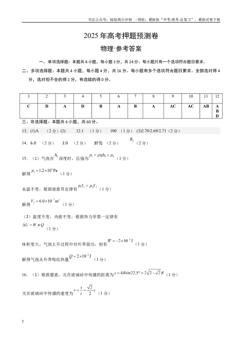 《物理（山东卷02）（参考答案）_04-物理-高考总复习_专项复习_2025年_2025年高考押题预测卷（多地区）物理》第1页预览
