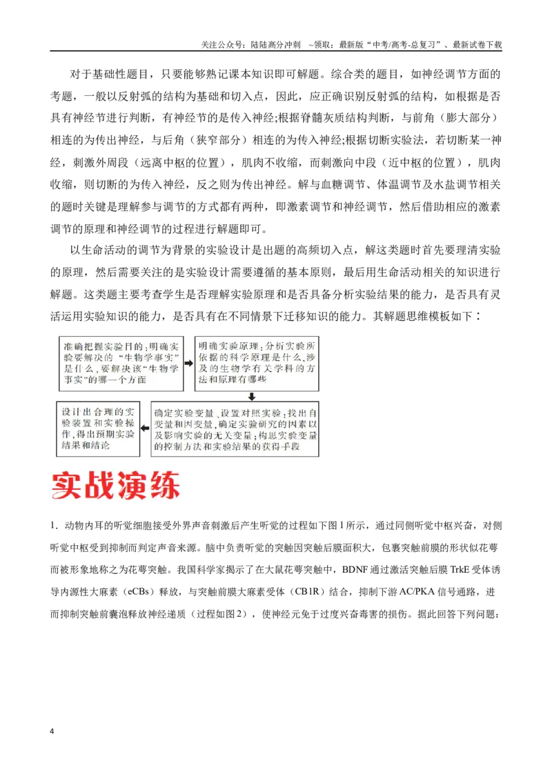 《专题02生命活动的调节（新高考通用）（原卷版）_06-生物-高考总复习_专项复习_2024年_2024年高考生物考前大题秒杀技巧及专项训练_资料》第4页预览