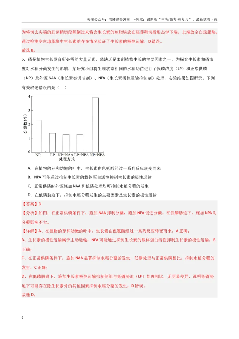 《猜押08植物的激素调节（教师版）_06-生物-高考总复习_专项复习_2025年_2025年高考生物抢分秘籍（新高考专用）_2025版》第6页预览
