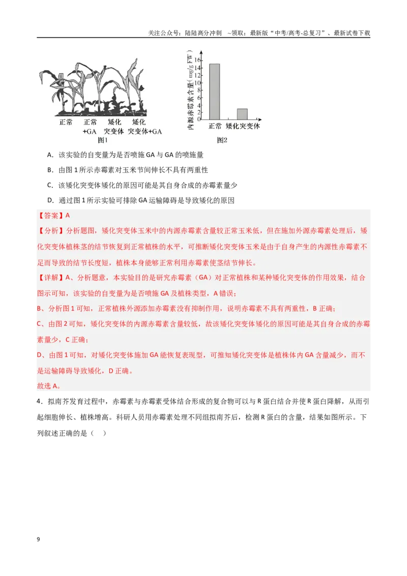 《猜押08植物的激素调节（教师版）_06-生物-高考总复习_专项复习_2025年_2025年高考生物抢分秘籍（新高考专用）_2025版》第9页预览