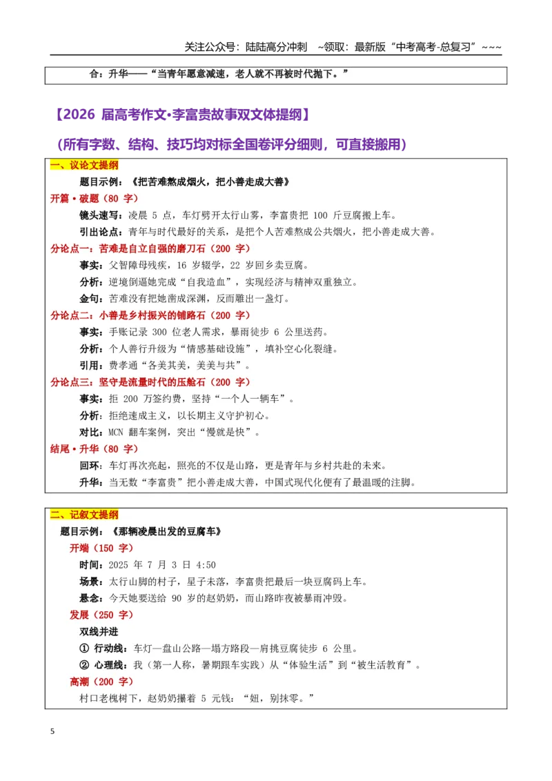 《热点话题18：平凡与伟大——李富贵，小货车的乡村温度_专项复习_2026年-语文专项复习_2026年高考语文作文热点素材积累运用（时代人物+时评精选+作文赏析）-G96_资料_热点话题素材》第5页预览