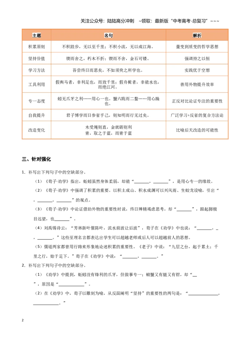 《第05练必修上册《劝学》理解性默写（学生版)_专项复习_2026年-语文专项复习_2026年高考语文古诗文名句名篇默写每日一练（统编版）-G182_资料_2026版》第2页预览