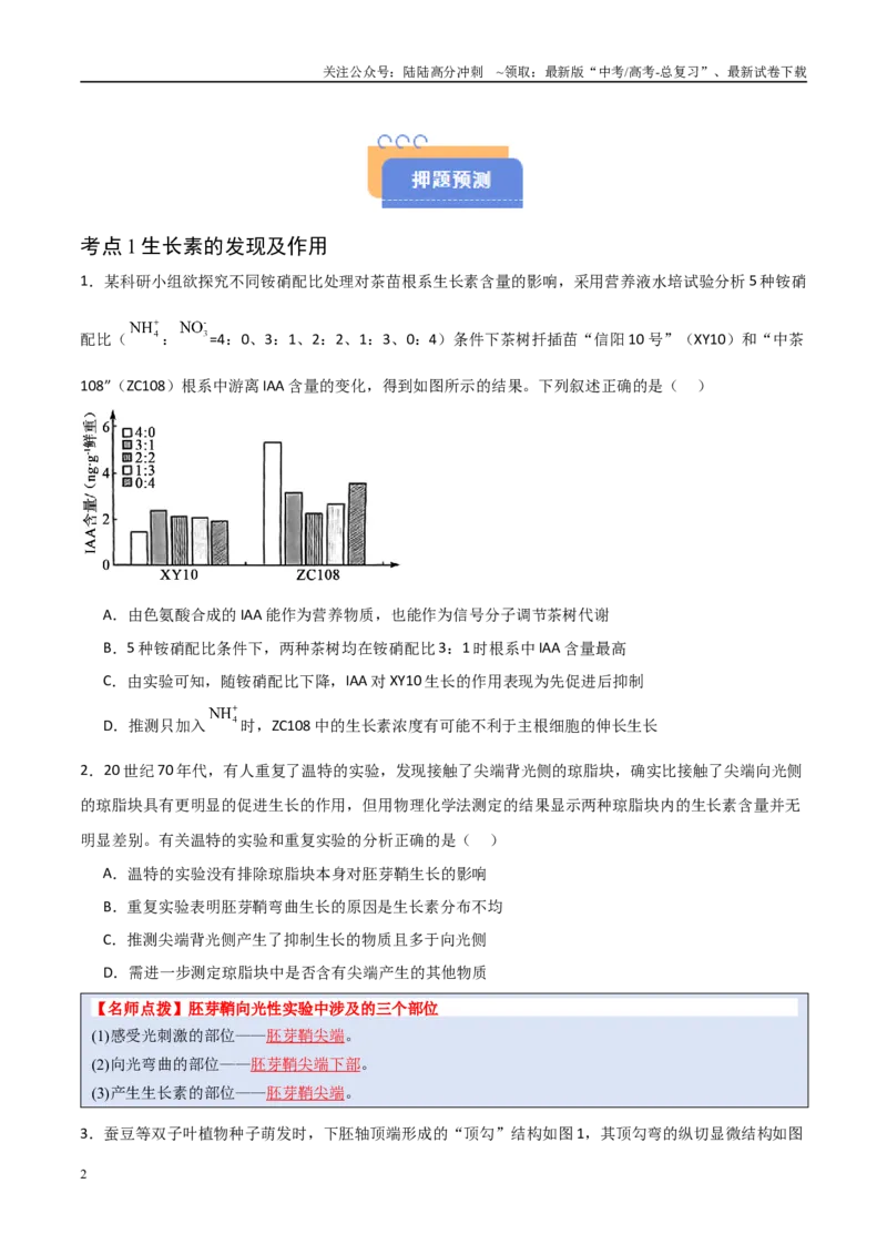 《猜押08植物的激素调节（学生版）_06-生物-高考总复习_专项复习_2025年_2025年高考生物抢分秘籍（新高考专用）_2025版》第2页预览