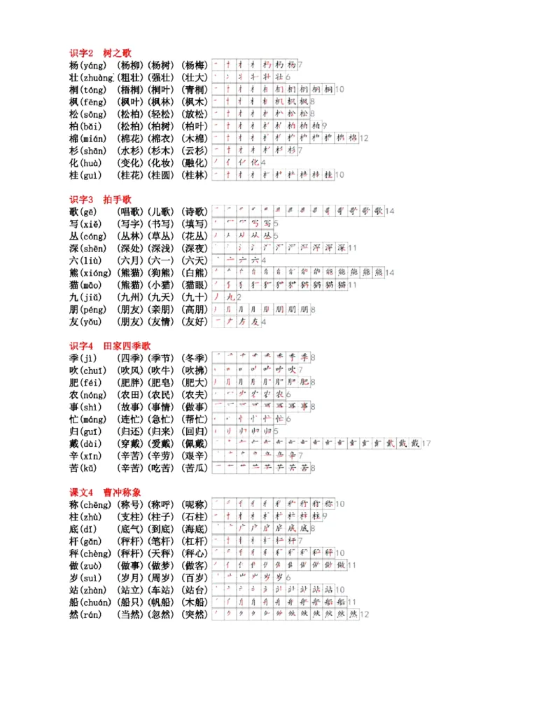 《3_新版课课贴_2年级上册同步教辅_2上-语文_二上语文-生字+字帖》第2页预览