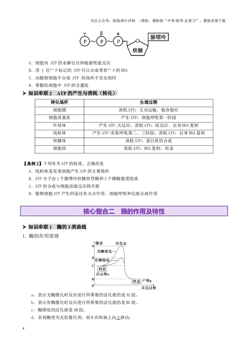 《第03讲ATP和酶（讲义）（学生版）_06-生物-高考总复习_二轮复习_2025年_2025年高考生物二轮复习课件+讲义+练习（新高考通用）》第4页预览