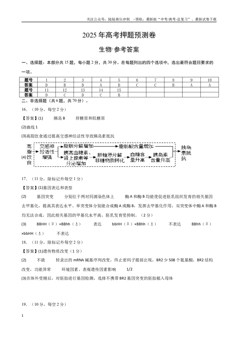 《生物（北京卷02）（参考答案）_06-生物-高考总复习_专项复习_2025年_2025年高考押题预测卷（多地区）生物》第1页预览