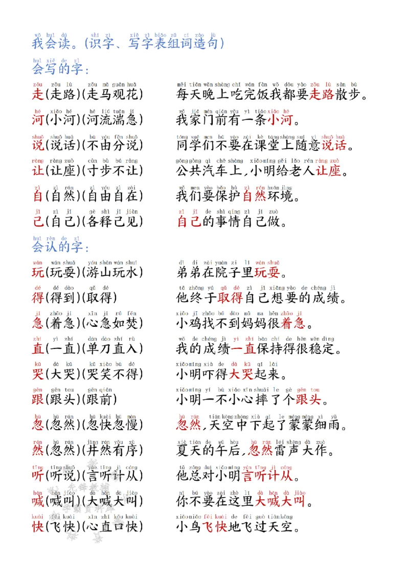《25学年一下语文生字拼音组词造句识字（改版后）SY_1年级下册同步教辅_1下-语文_一下语文-复习资料》第9页预览