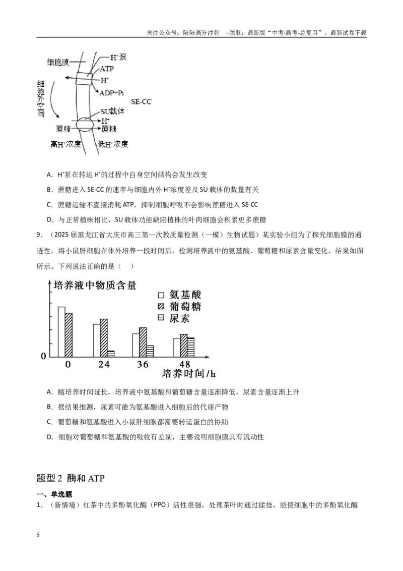 《猜押02细胞代谢（学生版）(1)_06-生物-高考总复习_专项复习_2025年_2025年高考生物抢押秘籍（黑吉辽蒙专用）》第5页预览