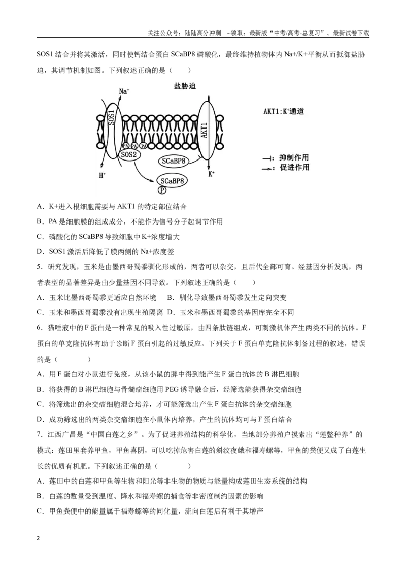 《生物（四川专用）（考试版）_06-生物-高考总复习_专项复习_2025年_2025年高考押题预测卷（多地区）生物》第2页预览