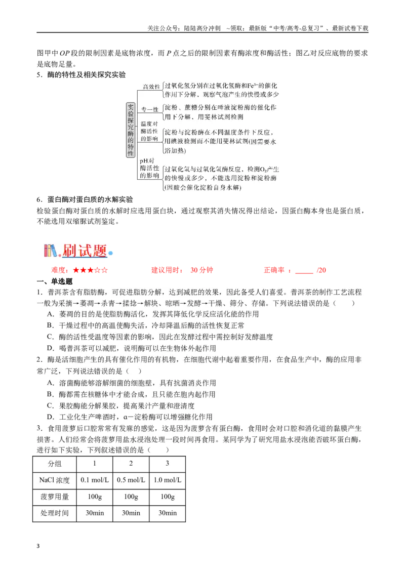《专题04酶和ATP（原卷版）_06-生物-高考总复习_专项复习_2024年_2024年高考生物经典小题必刷_资料》第3页预览