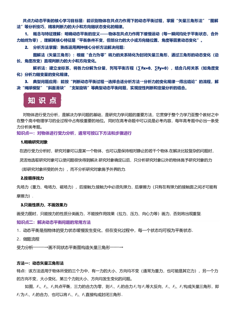 《第05讲共点力的平衡—动态平衡讲义（思维导图+知识点+技巧方法+题型归纳+巩固练习）（新高考通用）-学生版_04-物理-高考总复习_一轮复习_2026年-物理高考一轮复习》第2页预览