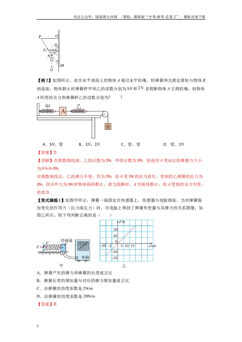 《专题03弹力、摩擦力以及力的合成与分解（教师版）_04-物理-高考总复习_专项复习_2025年_2025年高中高考物理模型与方法_资料_7高考热点题型归类（一轮）》第5页预览