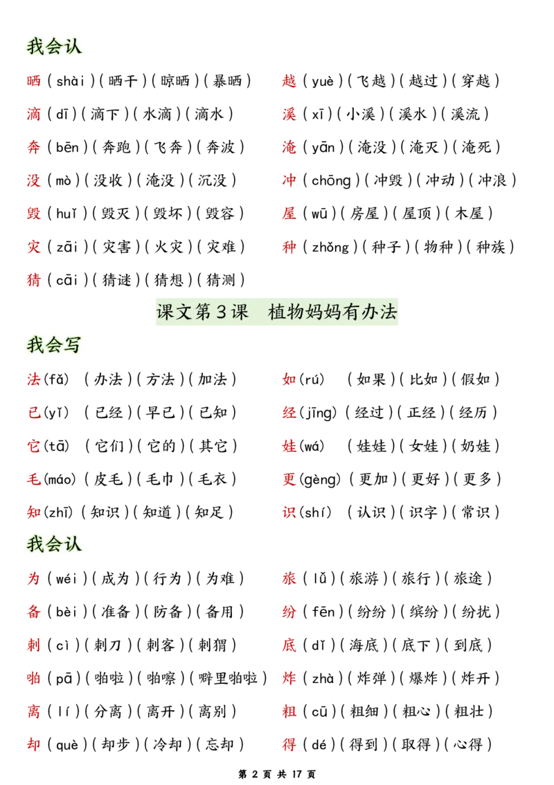 《8.17二年级语文上册生字拼音组词_2年级上册同步教辅_2上-语文_二上语文-生字+字帖》第2页预览