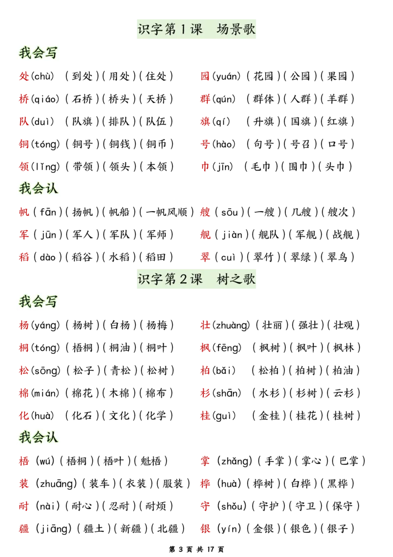 《8.17二年级语文上册生字拼音组词_2年级上册同步教辅_2上-语文_二上语文-生字+字帖》第3页预览