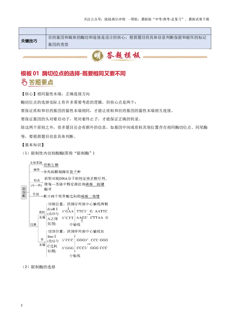 《专题10生物技术工程（教师版）_06-生物-高考总复习_专项复习_2025年_2025年高考生物答题技巧与答题模板（全国通用）》第2页预览