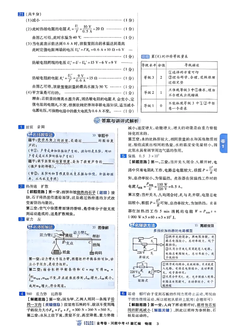 《2027版《河南中考45套卷·红皮版》参考答案_2027版初中《中考45套汇编》主书+课件+答案+解题快招（物理）（河南版）》第6页预览