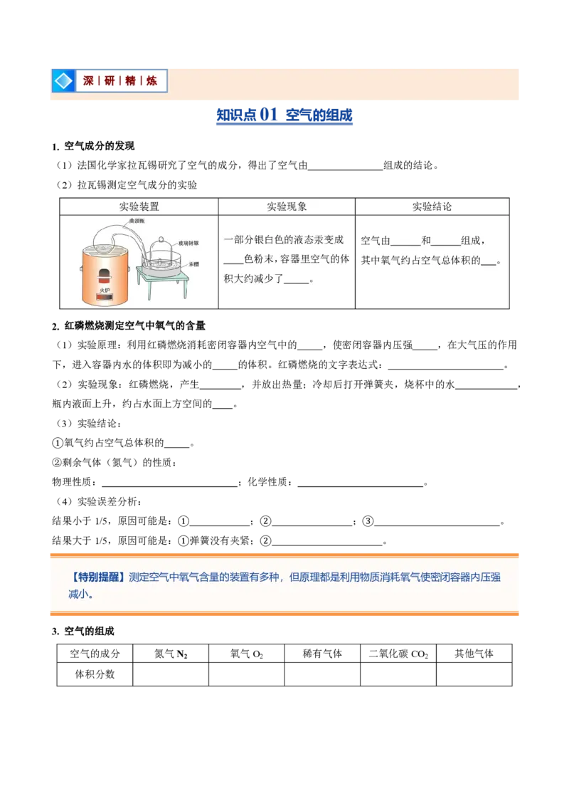 《人教2026版《暑假预习讲义》第06讲我们周围的空气（暑假预习讲义）（原卷版）_26秋初中教辅资料_26秋初中《暑假预习》_学科网上好课2026年9年级《暑假自学课》化学（人教版）》第2页预览