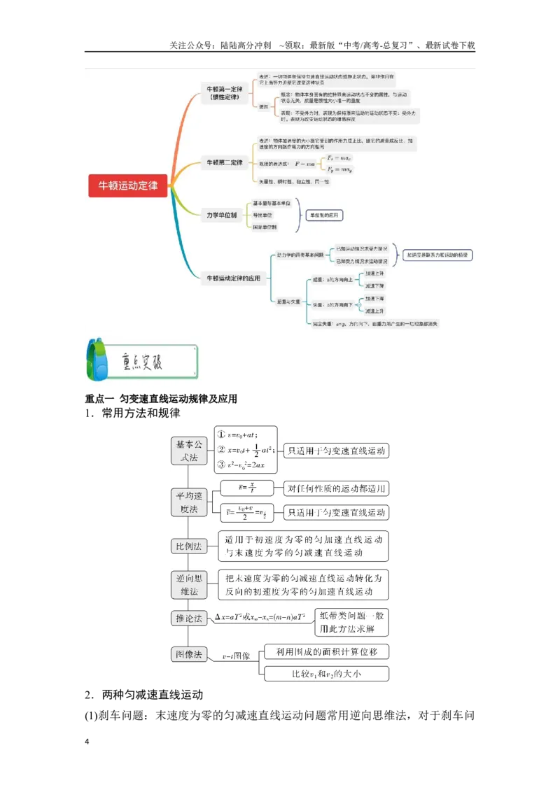 《1.2匀变速直线运动　牛顿运动定律（教师版）_04-物理-高考总复习_二轮复习_2025年_2025年高考物理二轮复习素养升级_资料》第4页预览