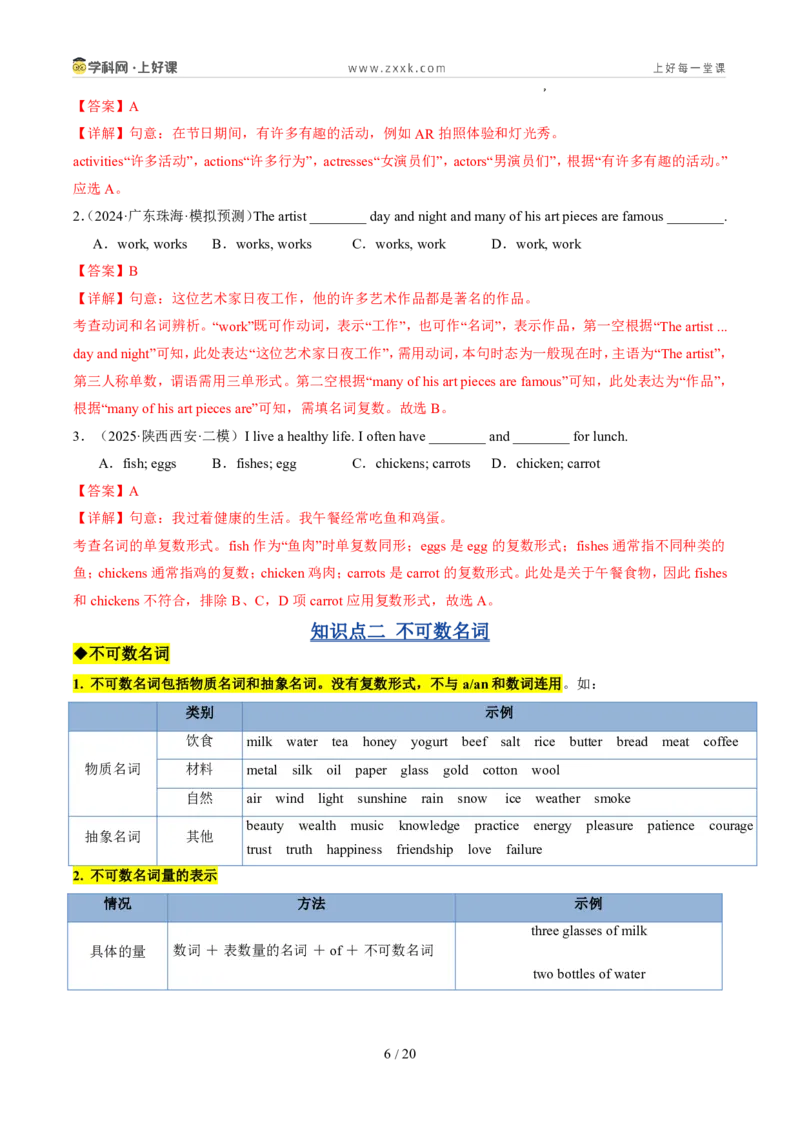 《专题01名词（暑假复习讲义）（解析版）_26秋小学初中各机构教辅大合集（一本、教材帮、阳光同学、王朝霞、实验班、小典中点、上分卷、白欧、课堂笔记等等）_26秋初中教辅资料》第6页预览