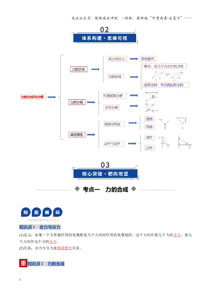 《第06讲力的合成与分解（复习讲义）（湖南专用）（教师版）_04-物理-高考总复习_一轮复习_2026年-物理高考一轮复习_2026年高考物理一轮课件+讲义+练习（湖南专用）-G331》第3页预览
