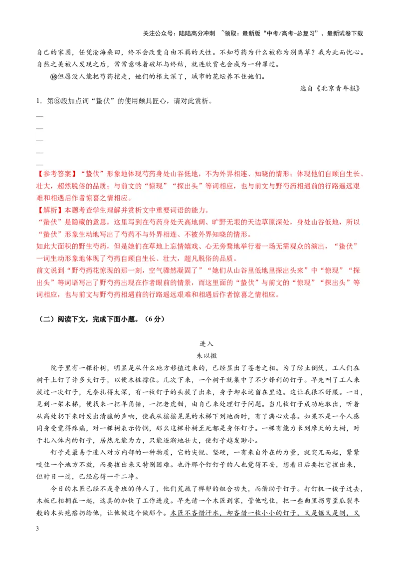 《第03讲理解重要词句的含意（练习）（教师版）_一轮复习_2025年_2025年高考语文一轮复习讲义+练习+课件（新教材新高考）_散文阅读》第3页预览