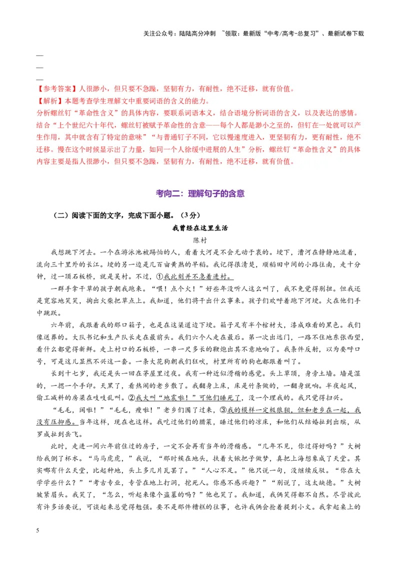 《第03讲理解重要词句的含意（练习）（教师版）_一轮复习_2025年_2025年高考语文一轮复习讲义+练习+课件（新教材新高考）_散文阅读》第5页预览