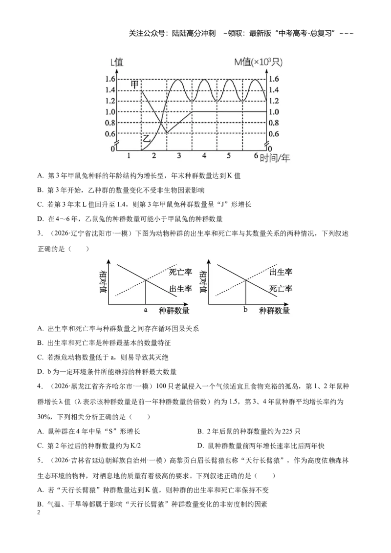 《专题09种群和群落（学生版）_06-生物-高考总复习_专项复习_2026年-生物高考专项复习_2026年高考生物一模试题分类汇编（黑吉辽蒙专用）-G238_2026版》第2页预览