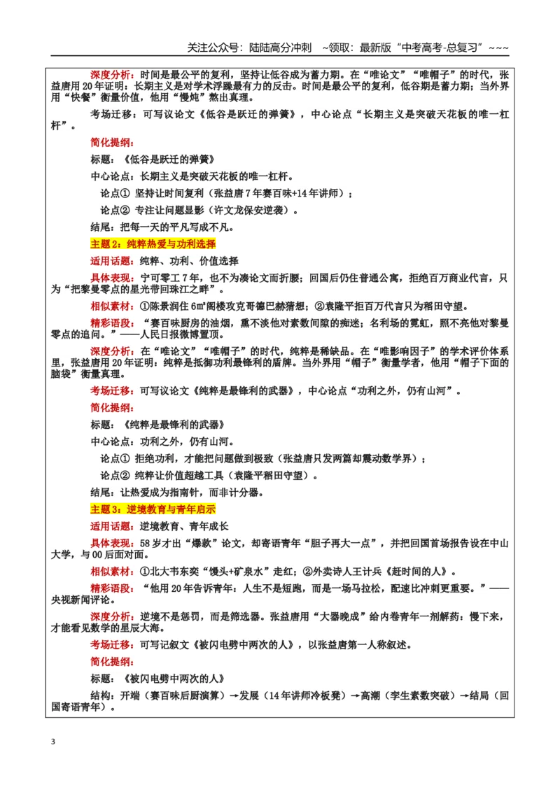 《热点话题16：坚守与归巢：零工七年张益唐的“长期主义”示范_专项复习_2026年-语文专项复习_2026年高考语文作文热点素材积累运用（时代人物+时评精选+作文赏析）-G96_资料_热点话题素材》第3页预览